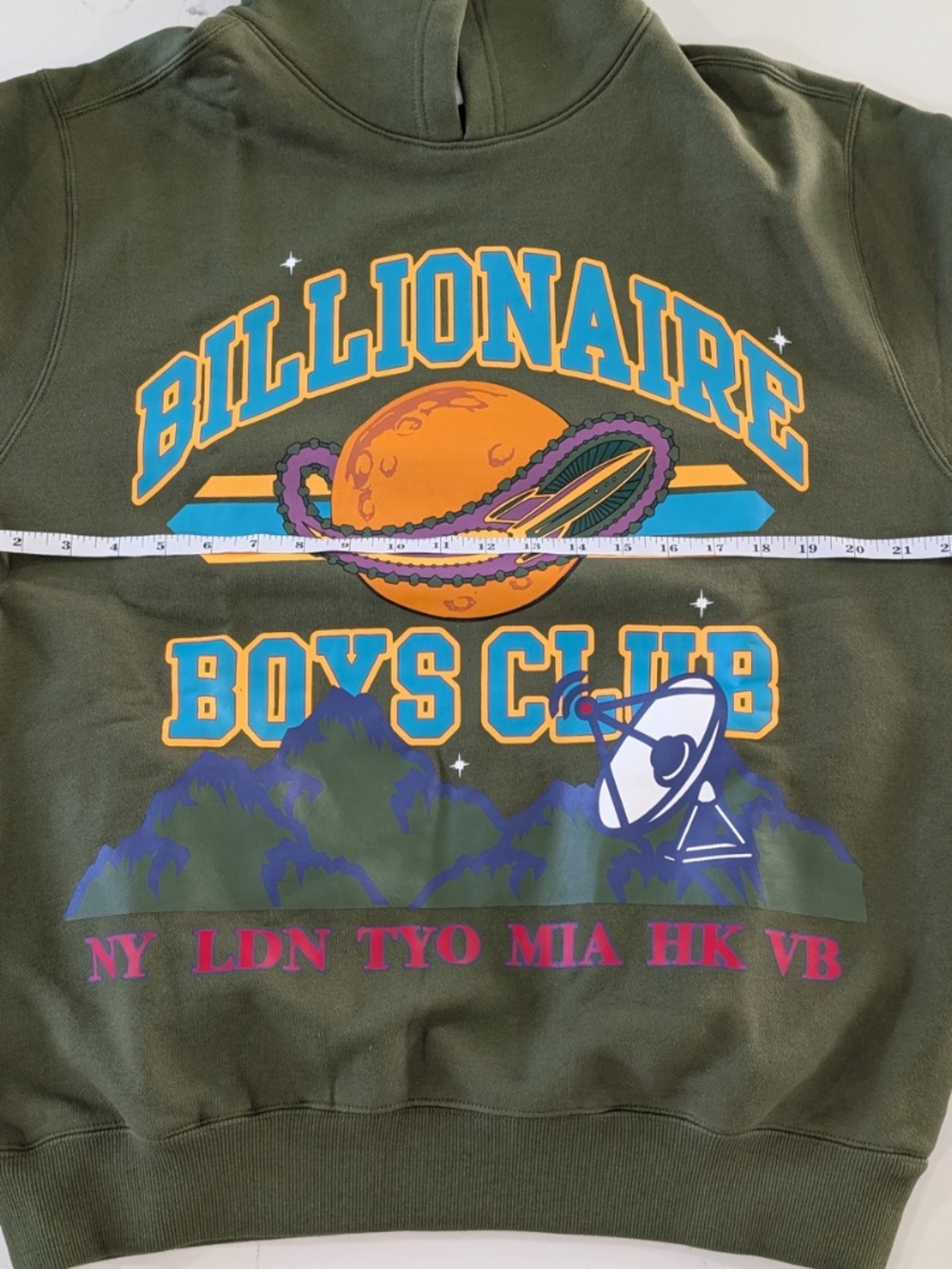 BBC Billionaire Boys Club Globe Hoodie Size L Olive Green Zipper Pockets New - Picture 9 of 11